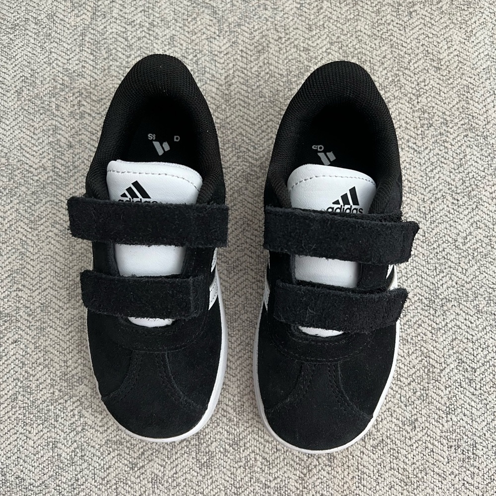 Adidas Kids Black and White Velcro Sneakers